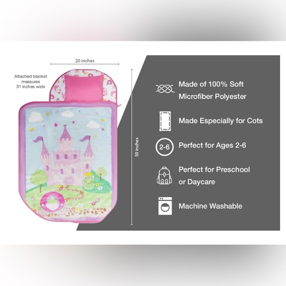 Cot Kids Nap Mat Toddler Preschool Daycare Bedding Cover with Blanket pillow - Picture 2 of 11